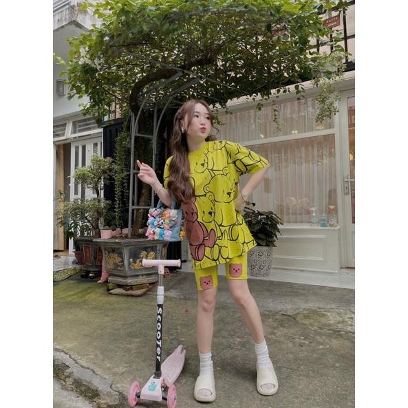 Đồ Bộ Nữ Bao Đẹp, Bộ gấu quần ngố, Chất Thun Cotton 100%, 40kg đến 60kg vừa