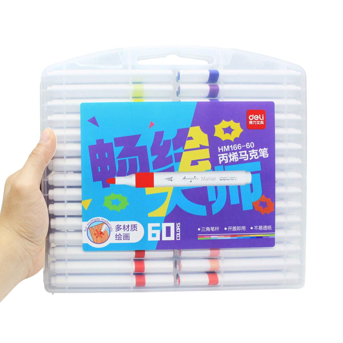 Hộp 60 Bút Màu Acrylic Marker - Deli HM166-60