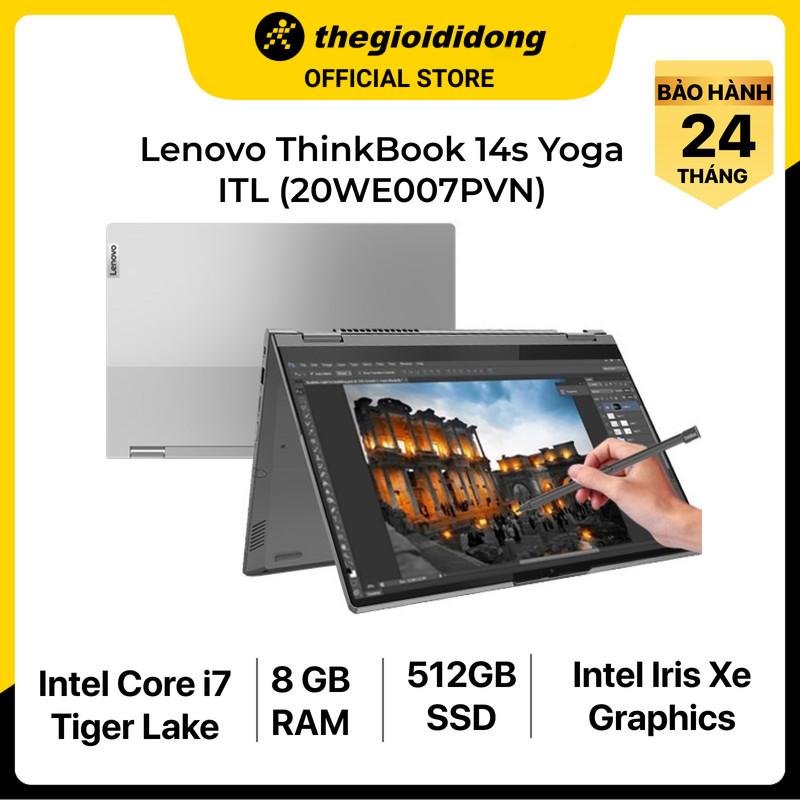 Laptop Lenovo ThinkBook 14s Yoga ITL i7 1165G7/8GB/512GB/14"F/Touch/Pen/Win11/(20WE007PVN)/Xám - Hàng chính hãng