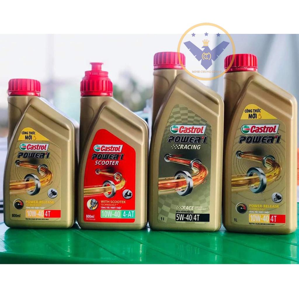 Dầu nhớt xe máy, xe số cao cấp tổng hợp Castrol Power 1 4T 10W-40 lon 800ml