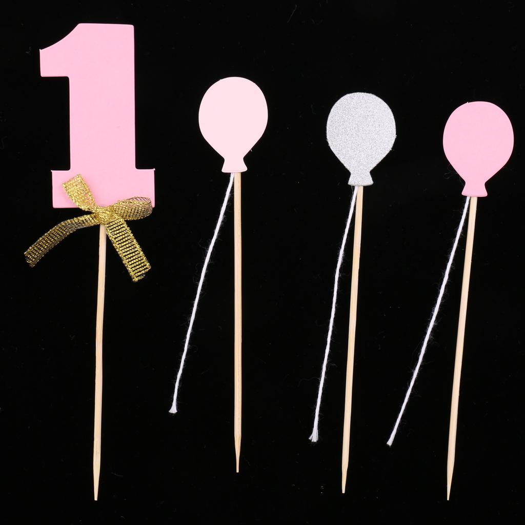 8pcs Set 1st Balloon Cupcake Picks Birthday Party Baby Shower Decor