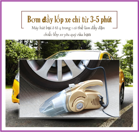 Máy Hút Bụi Ô Tô Đa Năng 4 in 1 kiêm bơm lốp ô tô.