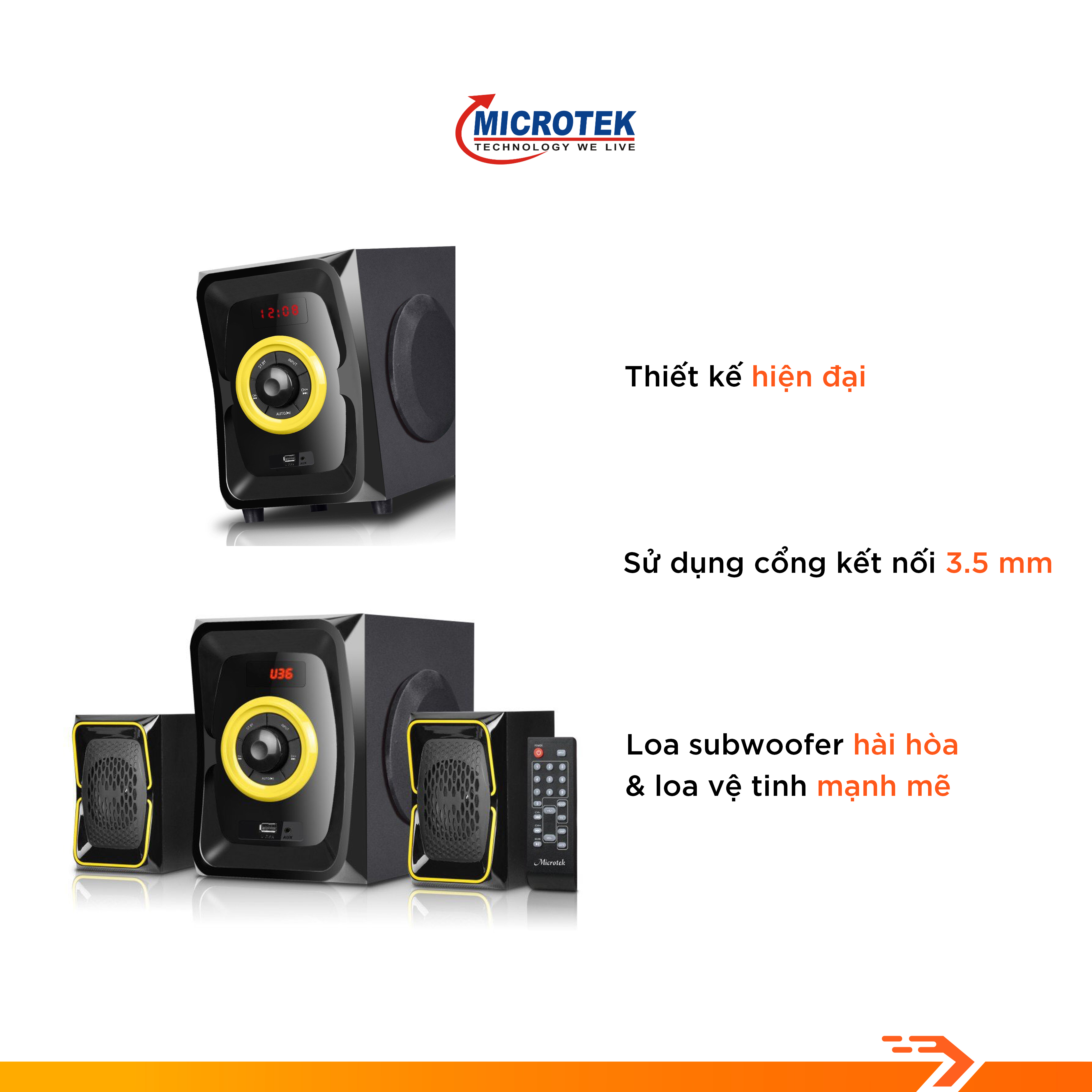 Loa vi tính Microtek M-168BT 2.1 - Hàng Chính Hãng