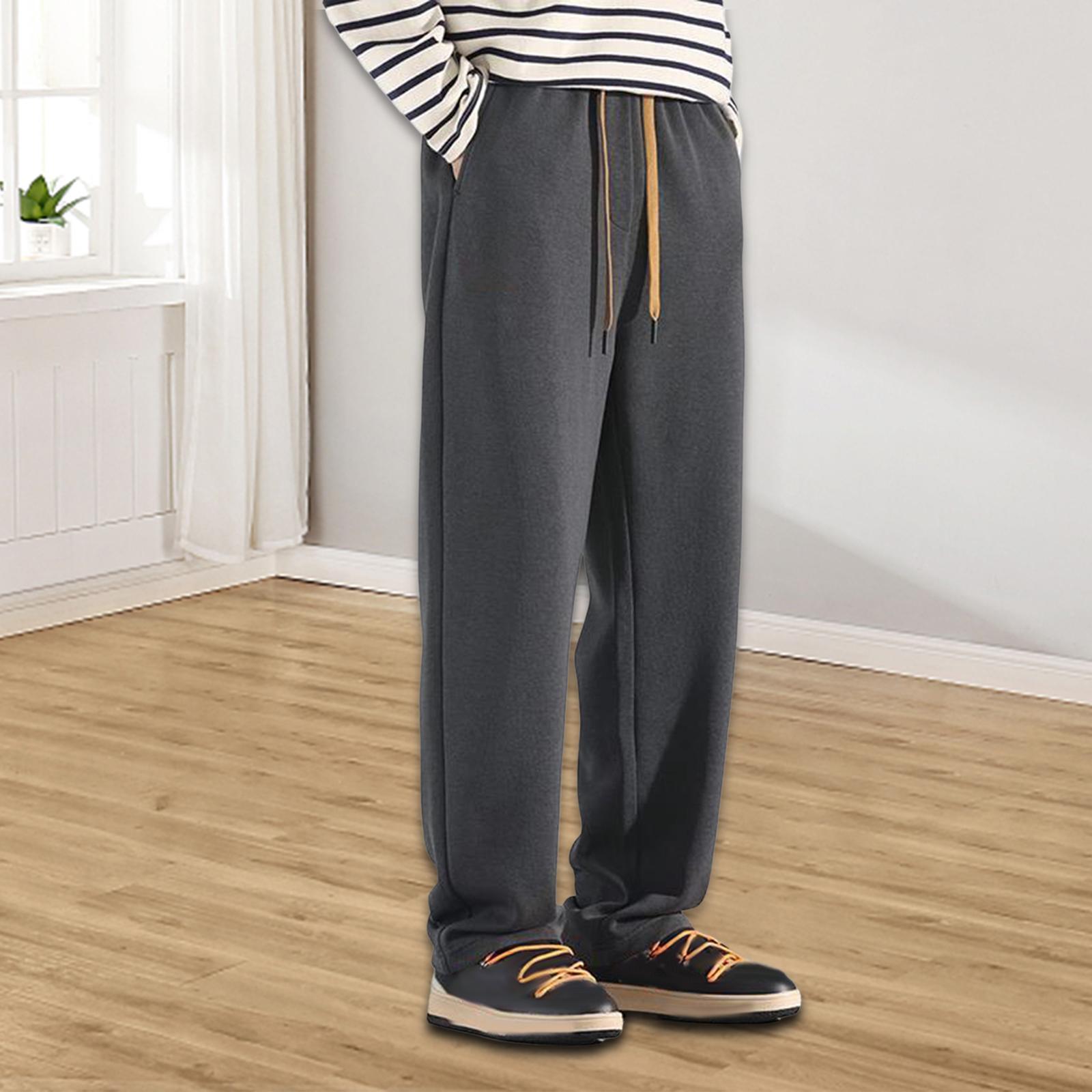 Men's Athletic Sweatpants Loose Fit Pants Joggers for Men with Pockets, Open Bottom Drawstring