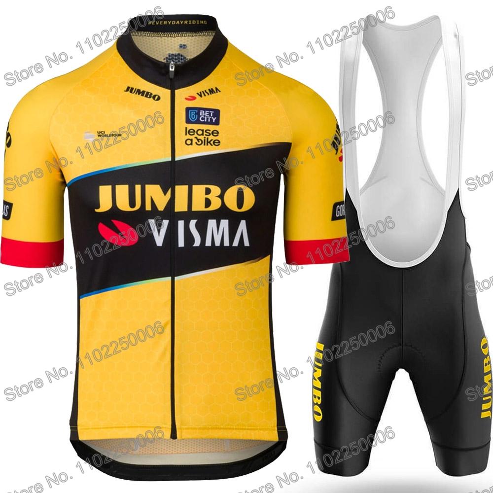 2023 Jumbo Visma Tour Pháp TDF Đi Xe Đạp Quần Áo Mùa Hè Bộ Quần Áo Đạp Xe Jersey Nam Xe Đạp Đường Bộ Áo Sơ Mi Phù Hợp Với Tay Ngắn Yếm Quần Short Color: 8 Size: XXS