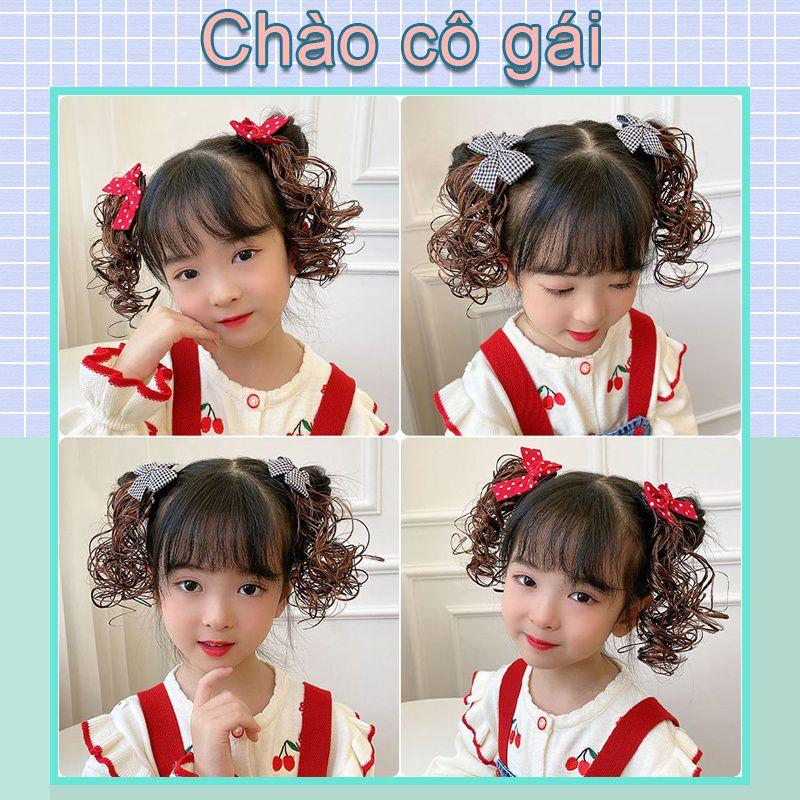 Tóc Giả Cho Bé, Kẹp Tóc Giả Cho Bé Có Nơ Kẹp 2 Bên Cực Dễ Thương