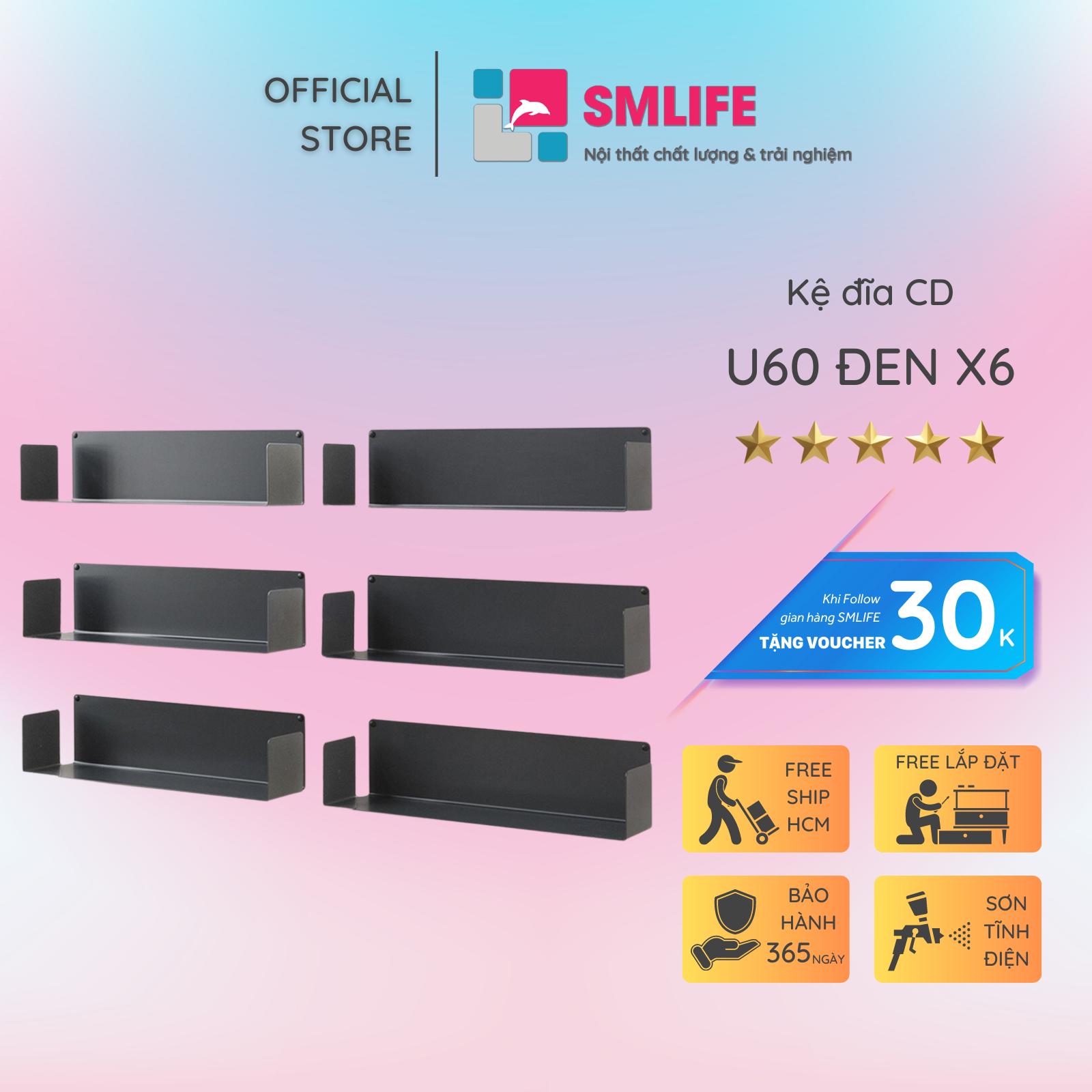 Kệ sách treo tường chữ U60