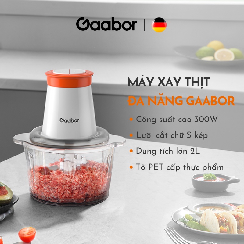 Máy xay thịt thực phẩm đa năng GAABOR GJ-M30A 2L (Nhựa - Tô Nhựa) - 300W - Hai chế độ xay - Chất liệu nhựa PP, an toàn cho sức khỏe