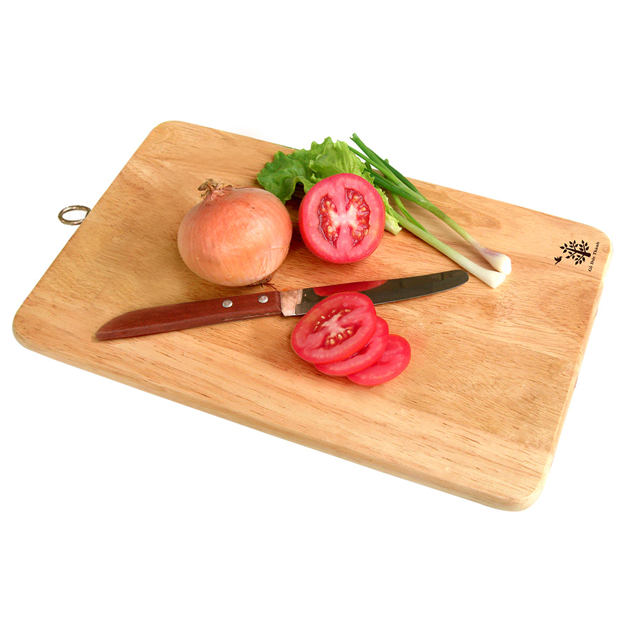 Thớt Chữ Nhật Gỗ Cao Cấp An Toàn Có Khoen Treo Inox - Kích Thước 24x15x1.8 cm - Gỗ Đức Thành 03021