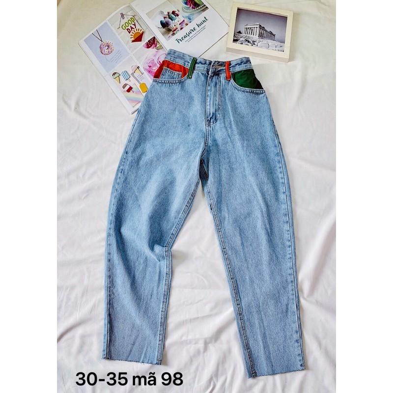 Jean Thái bigsize- quần lưng cao túi màu