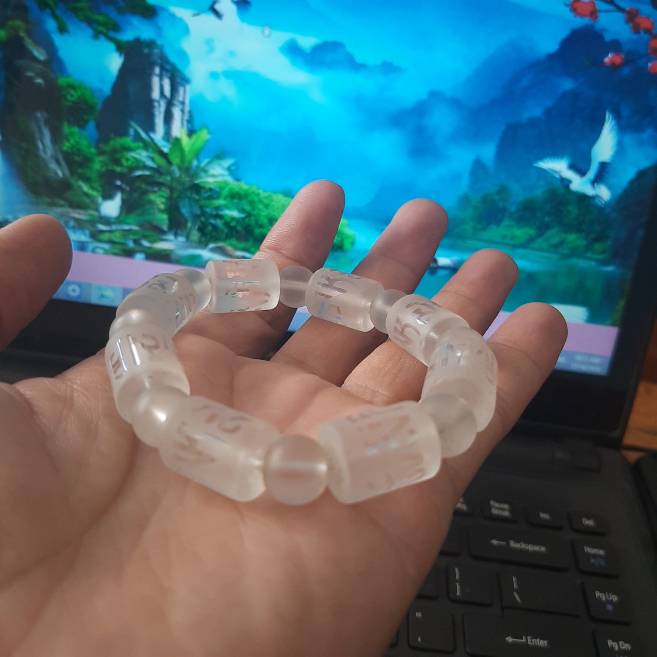 Vòng tay Ngọc la hán màu trong -12ly siêu đẹp