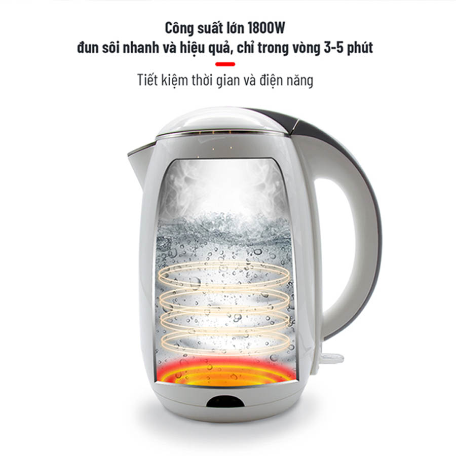 Ấm Đun Siêu Tốc 2 Lớp Nagakawa NAG0314 - Hàng Chính Hãng