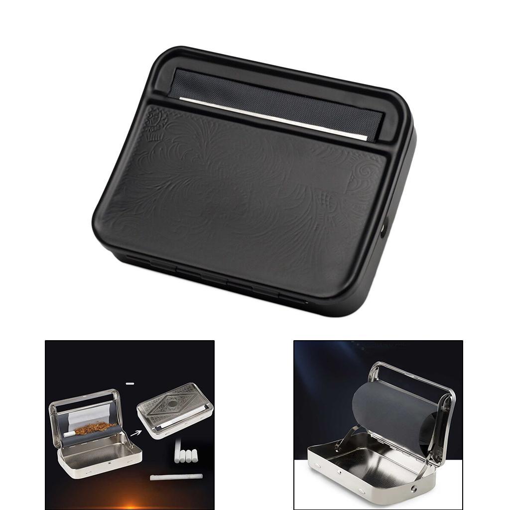 2X Metal Manual Tobacco Roller Box Machine Cigarettes Accs Black 78mm