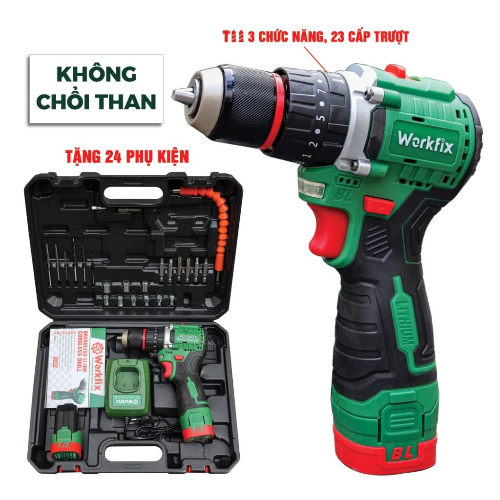 Máy Khoan PlN WORKFIX 16.8V 10mm - 3 Chức Năng - Động Cơ Không Chổi Than, Motor 100% Dây Đồng - Bảo Hành chính hãƞg