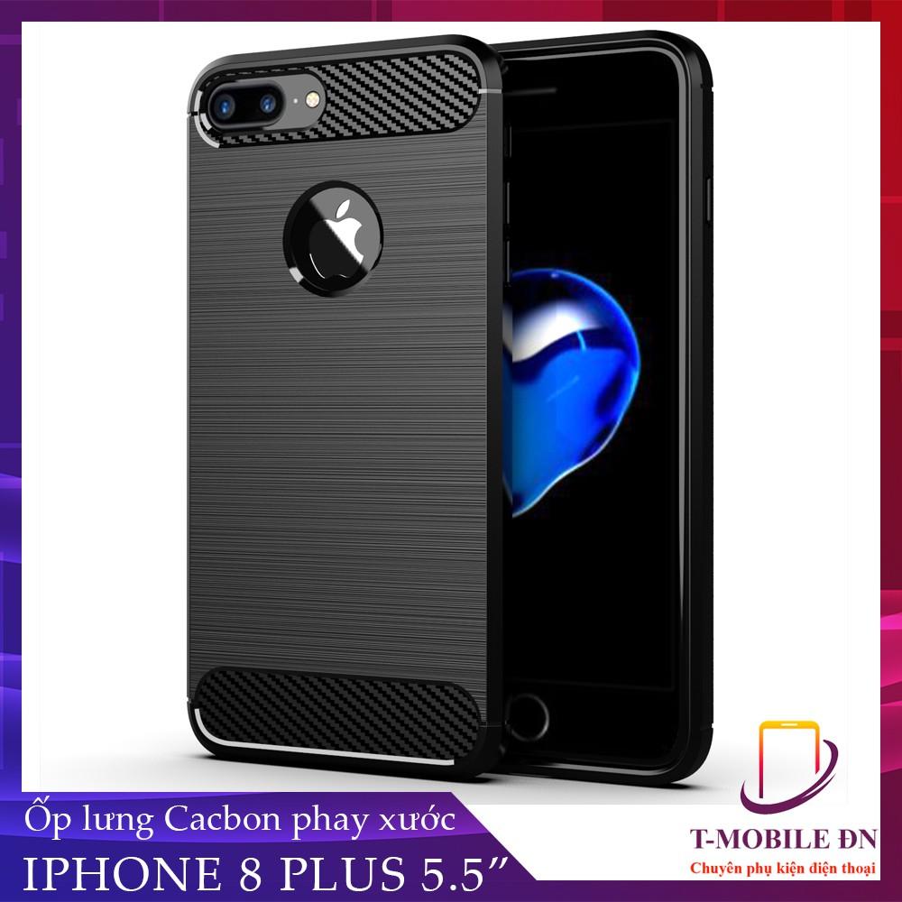 Ốp lưng cho iPhone 7 Plus 8 Plus dẻo Carbon phay xước chống sốc chống vân tay