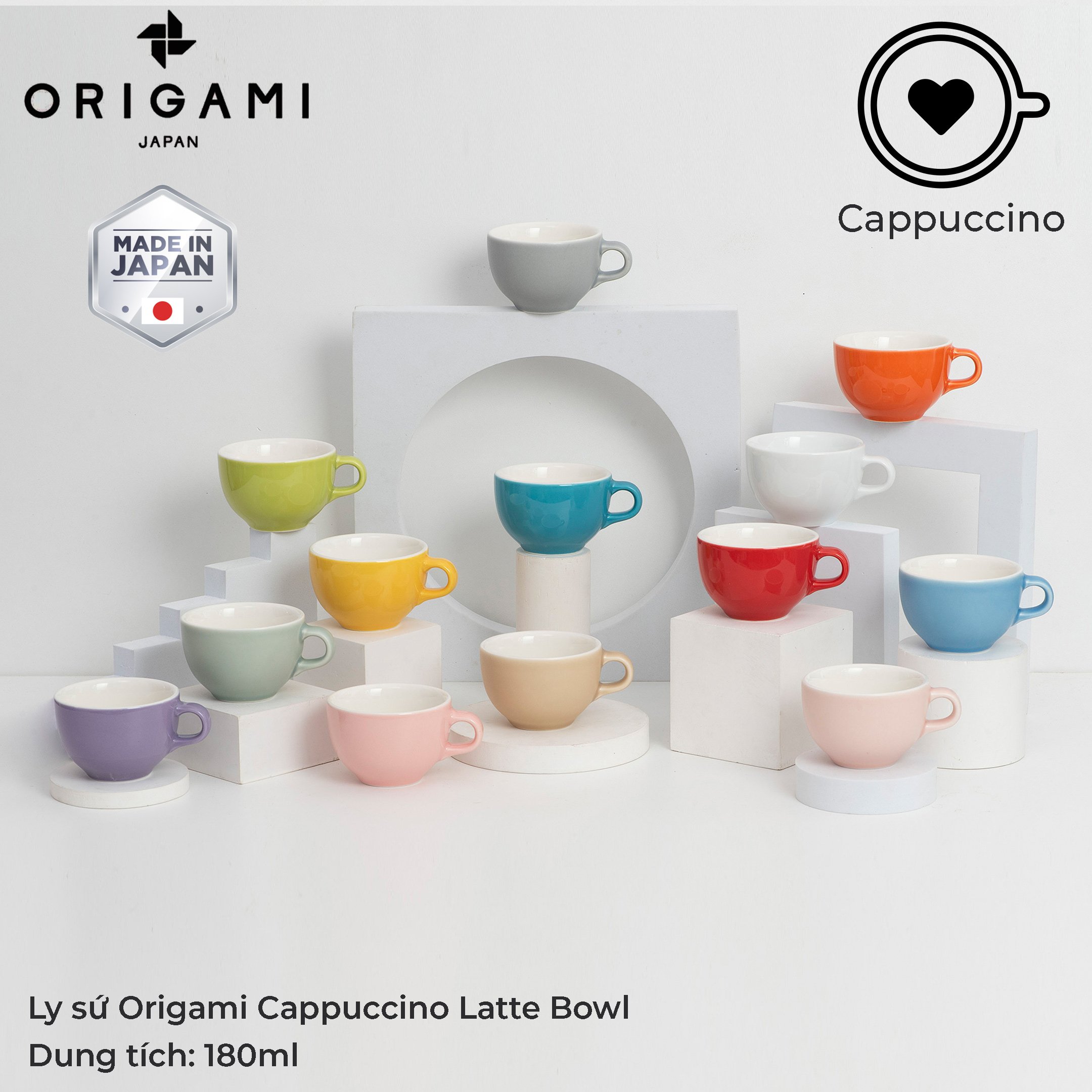 Ly sứ Origami Cappuccino Latte Bowl 180ml uống trà cà phê