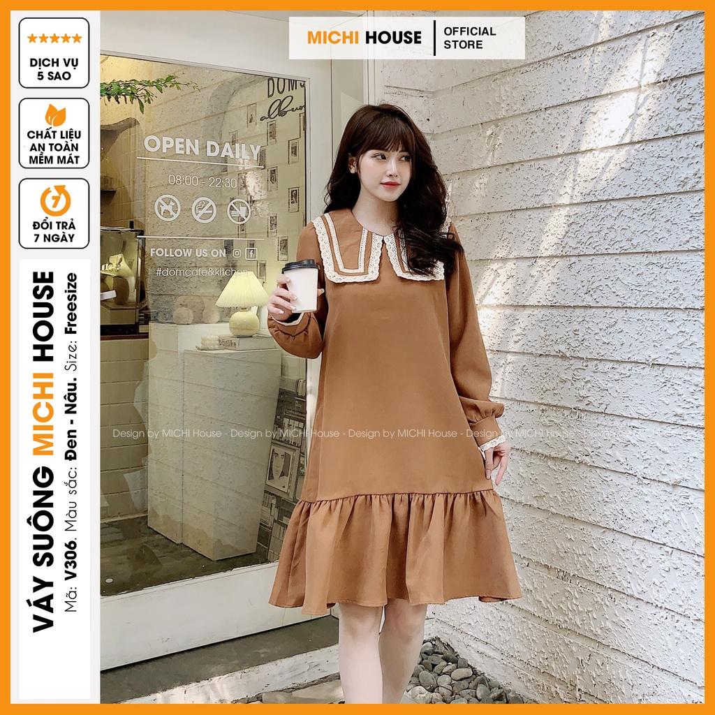 Váy Dáng Suông Rộng Đuôi Cá Freesize MICHI House Đầm Thiết Kế Dài Tay Mặc Bầu Cũng Xinh V306