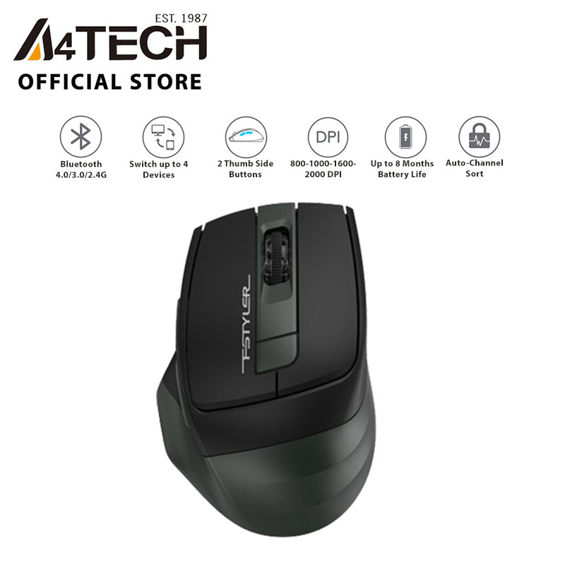 Chuột không dây Bluetooth FB35 Wireless A4tech  (Xanh đen) - Hàng chính hãng