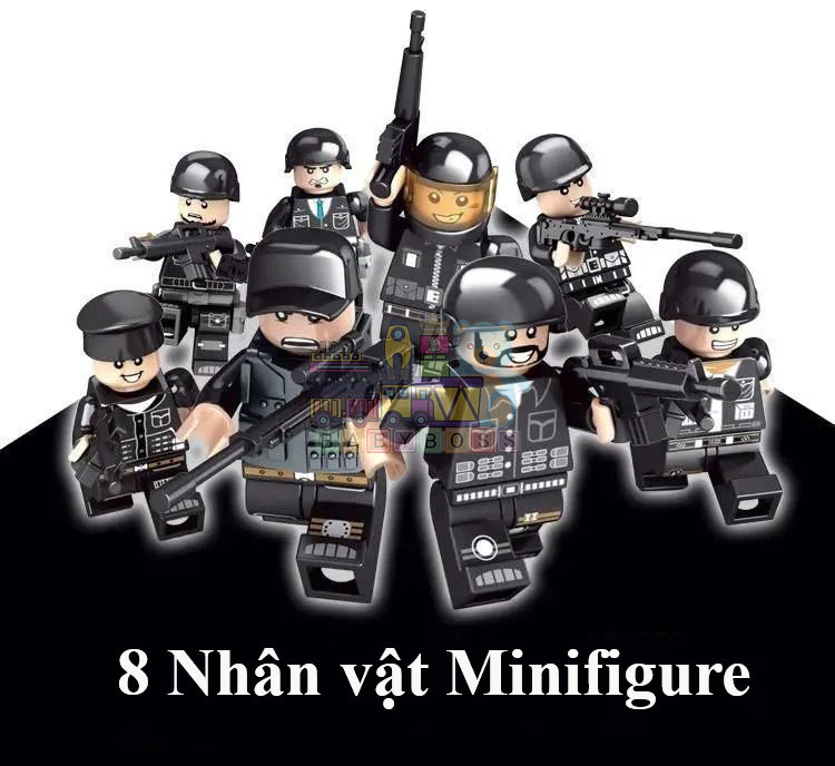 Đồ chơi lắp ráp SWAT 8 trong 3 – Biến hình xe quân sự, robot, trực thăng – 820 chi tiết – 51 mô hình sáng tạo – Quà cho bé trai 6+
