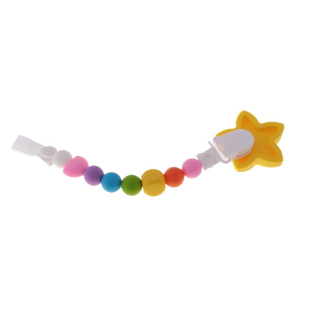 2 In 1 UUnisex Baby Pacifier Clip Food Grade Silicone Teether Beads BPA Free Chain for Drooling and Teething Baby