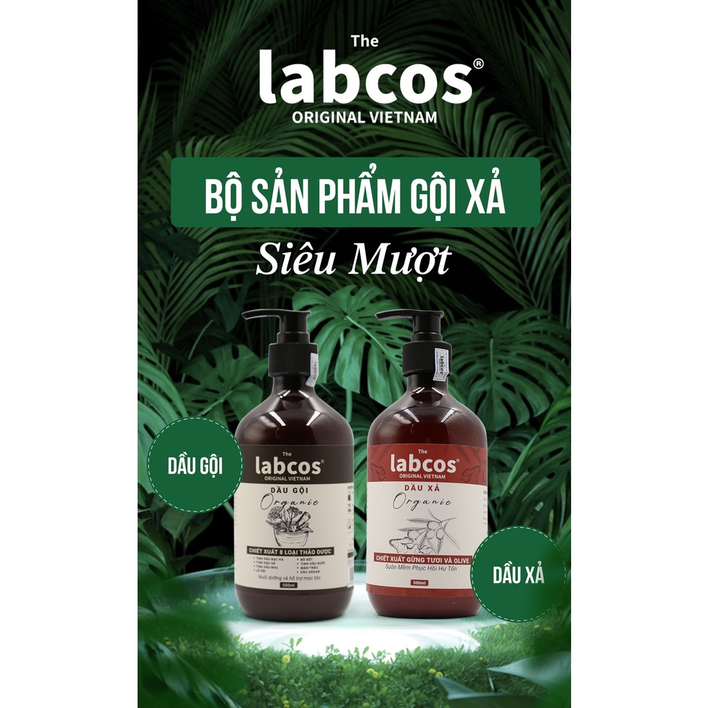 Combo Gội Xả Organic The Labcos Original Chiết Xuất Thiên Nhiên 8 Loại Thảo Mộc Nuôi Dưỡng Da Đầu Và Mái Tóc