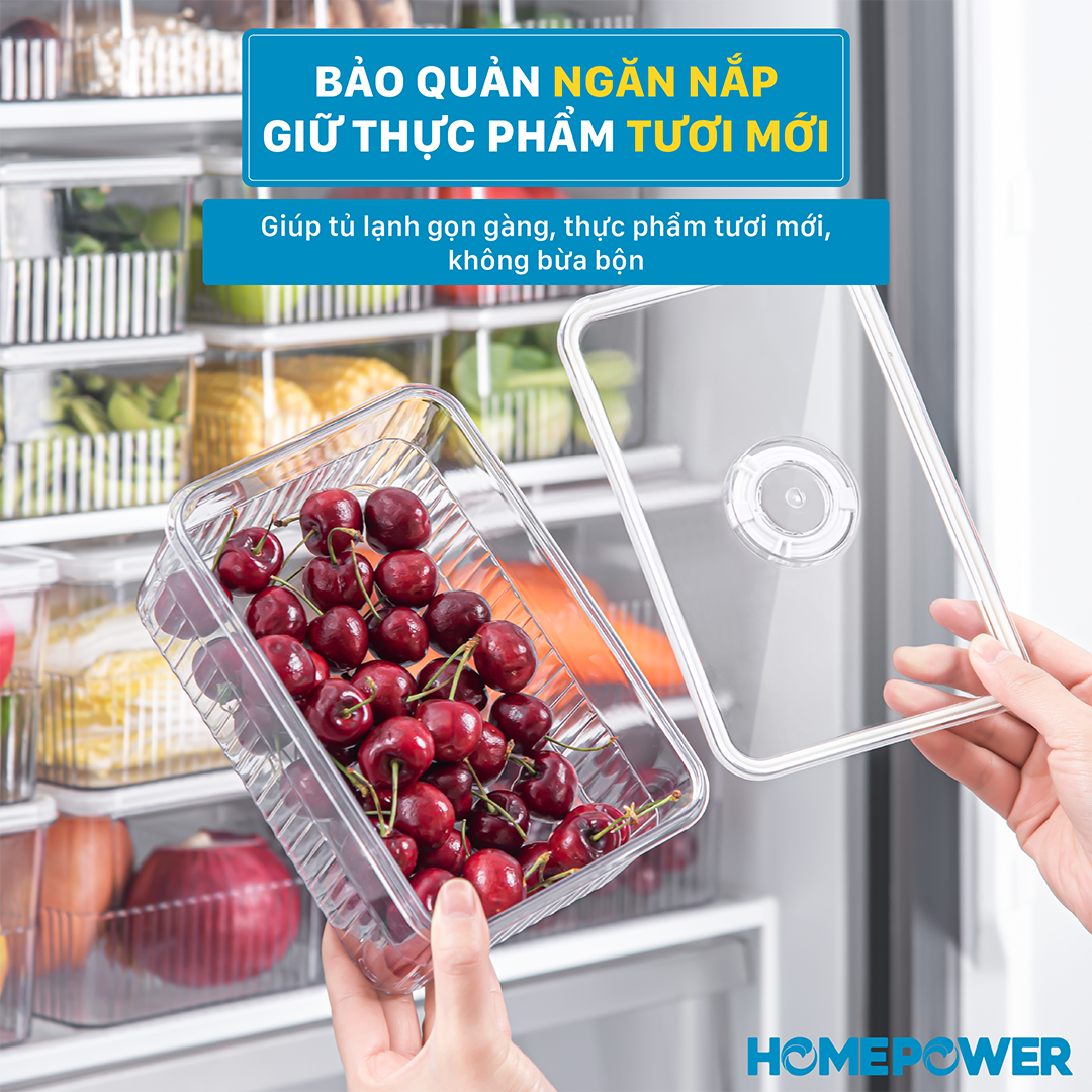 Set 3 Hộp Nhựa Đựng Thực Phẩm Ngăn Đá Tủ Lạnh Homepower - Có Vòng Ghi Chú Thời Gian Thông Minh