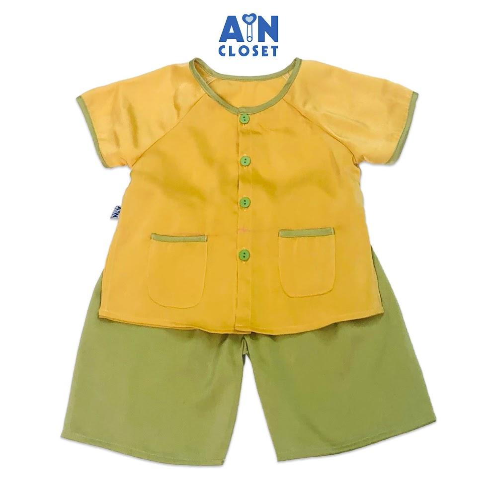 Bộ quần áo bà ba lửng unisex Vàng xanh lụa ngọc trai - AICDBTPMPT9T - AIN Closet