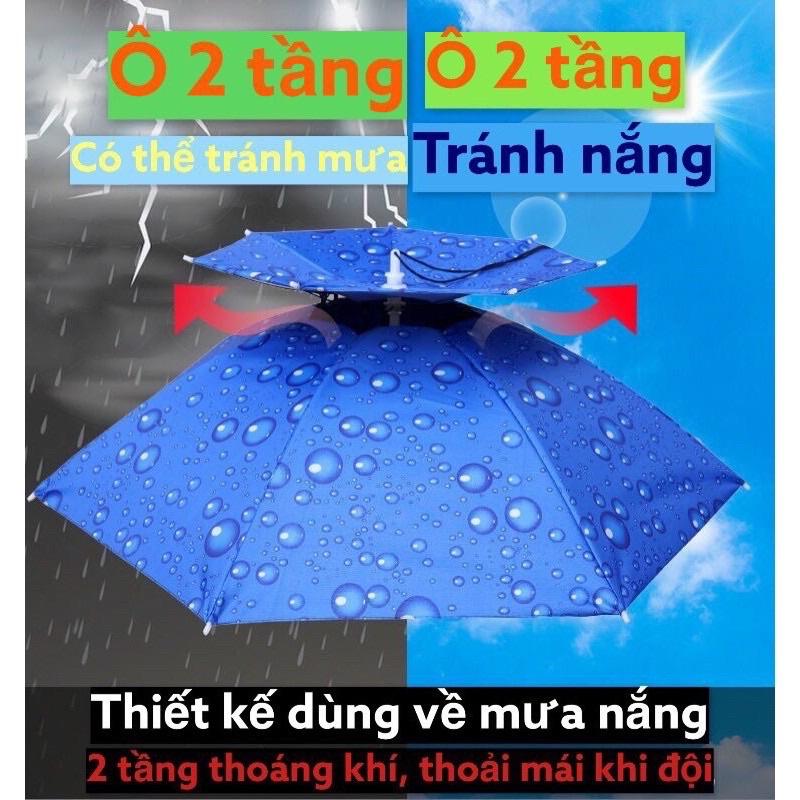 ô đội đầu 2 tầng hàng loại 1 che nắng che mưa chất liệu vải siêu giầy chấm thấm nước hàng loại 1 y hình