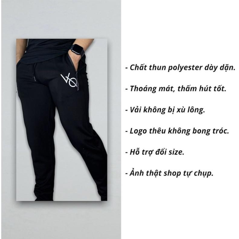 Quần tập gym nam dài DO GYM SHOP logo thêu, thun poly 4 chiều thoáng mát