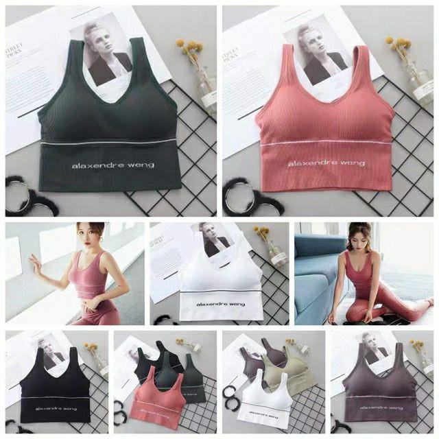 Áo bra gym yoga thể thao dáng croptop mềm mịn thoáng mát AXW