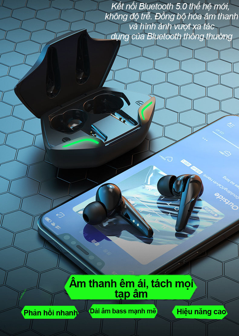 Tai Nghe Gaming Không Dây G11 FLOVEME - Phong cách game thủ - Bluetooth v5.0 - Chống nước tiêu chuẩn IPX5 - Micro đàm thoại - Hàng chính hãng