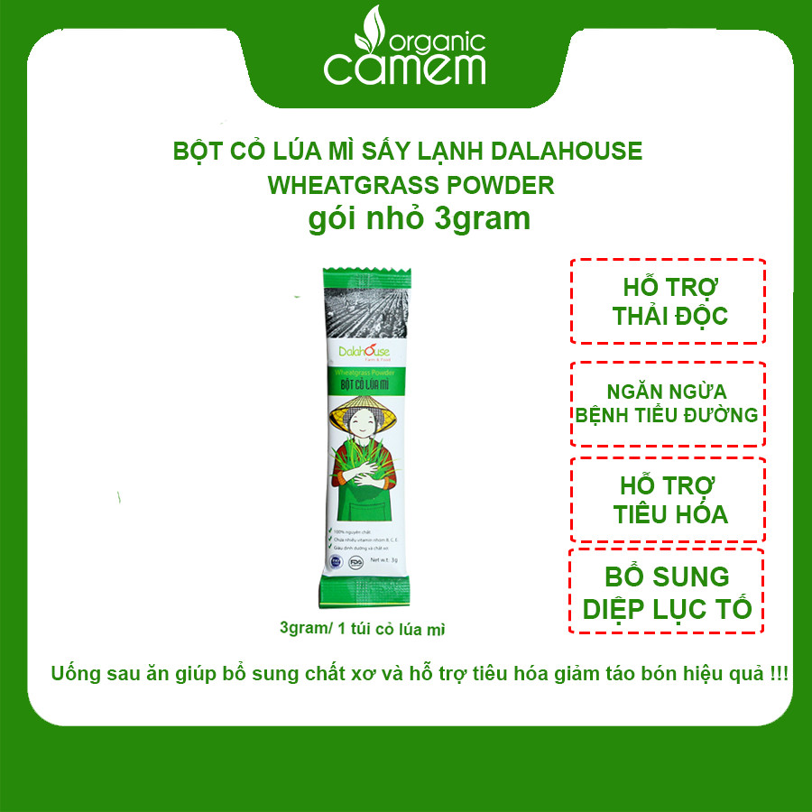 Bột cỏ lúa mì bổ sung diệp lục tố - hỗ trợ phòng ngừa tiểu đường - hỗ trợ tiêu hóa giảm táo bón - thải độc gan và máu hiệu quả - gói 3g dùng thử