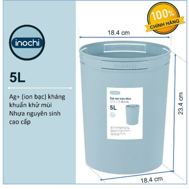 Sọt Rác Hiro, Thùng Đựng Rác 5L – 10L – 15L Dạng Tròn Sang Trọng Inochi