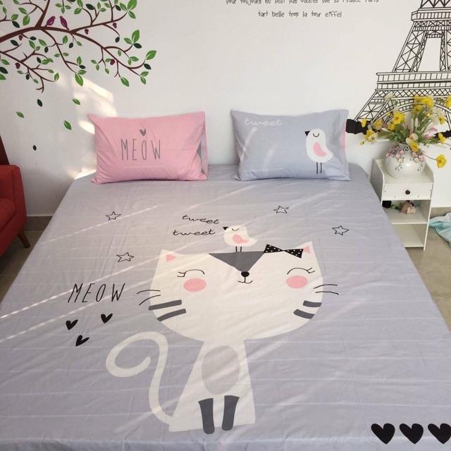 Bộ Ga Gối 3 Món Cotton 3D hàng nhập khẩu cao cấp