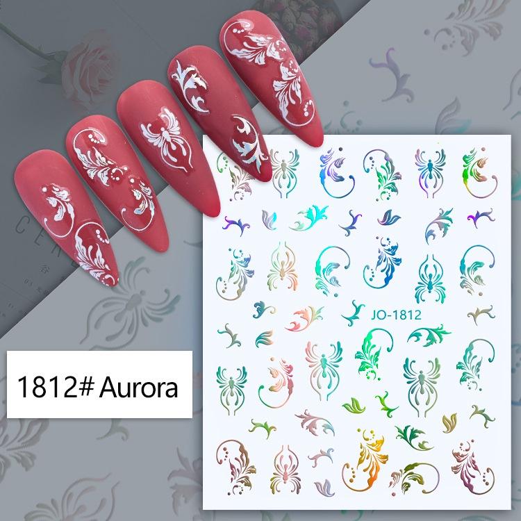 Sticker nail hoa văn phản quang flash Yapas 3D 40 đến 60 hình, decal hình dán gắn trang trí móng cao cấp