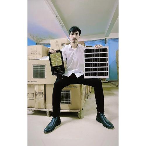 Đèn năng lượng mặt trời pin MoNo cao cấp 100W sáng như đèn điện chuyên đèn đường, sân vườn chống nước IP67