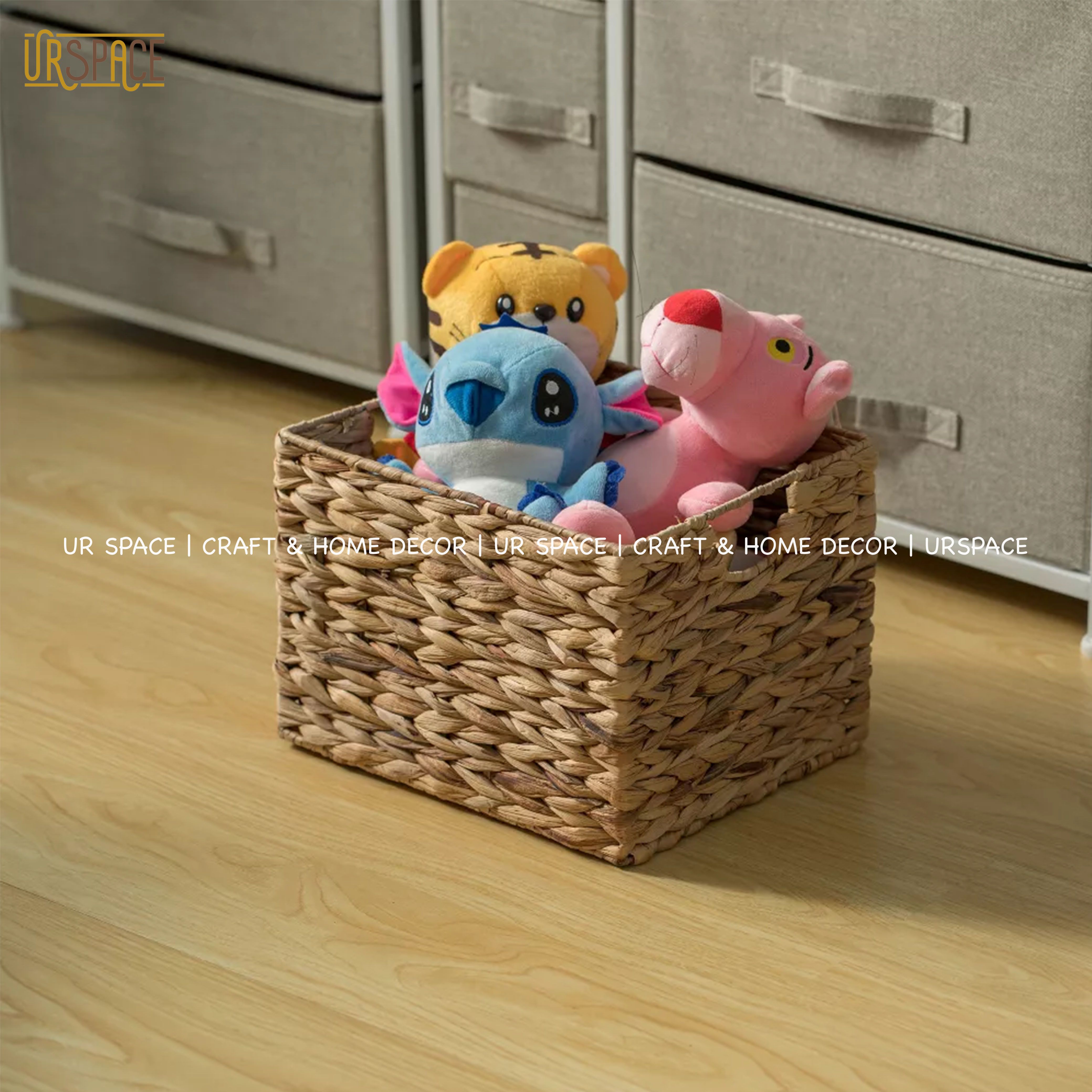 Giỏ cói chữ nhật URSPACE đựng sách báo, đồ chơi, gối khăn, trang trí decor phong cách mộc mạc / RECTANGLE HYACINTH BASKET