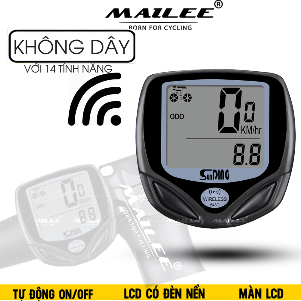 Đồng hồ đo đạp xe đạp không dây SD-548C Chống nước Cảm biến nam châm, đo tốc độ xe, quãng đường Đa chức năng Phụ kiện xe đạp - Mai Lee