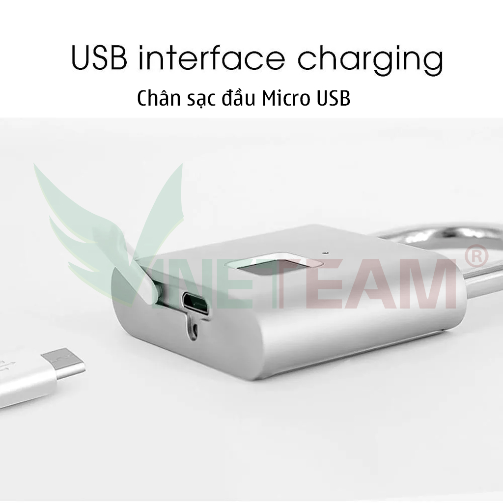 KHÓA THÔNG MINH SẠC ĐIỆN MỞ BẰNG VÂN TAY chỉ mất 1 giây để mở khóa, dễ dàng để hoạt động, cài đặt tối đa 10 vân tay lưu trữ trực tiếp trong khóa thông minh.