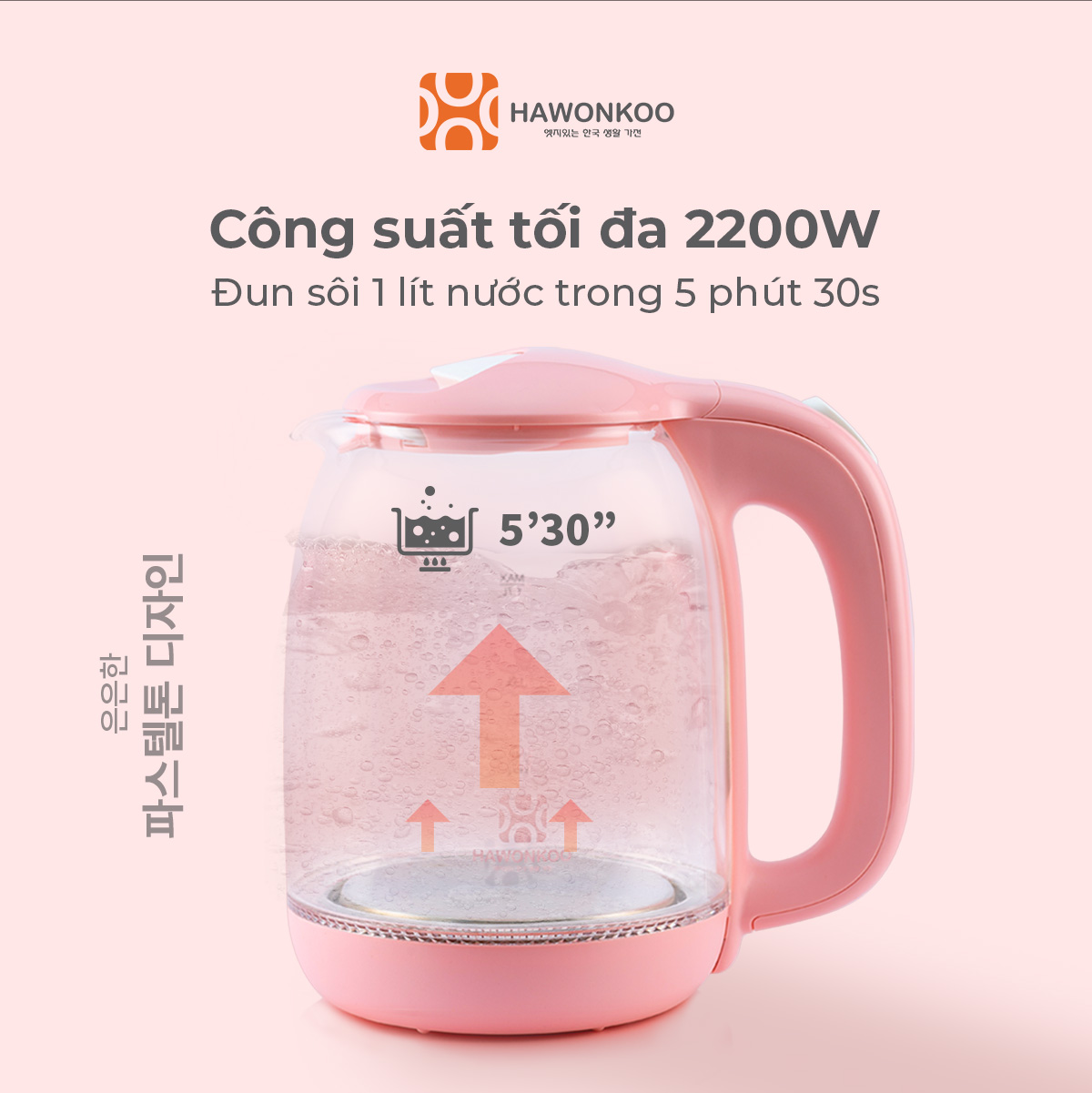 Ấm siêu tốc HAWONKOO KEH-170 1,7 Lít 2200W Hàng Chính Hãng Bảo Hành 12 Tháng - Thương Hiệu Hàn Quốc
