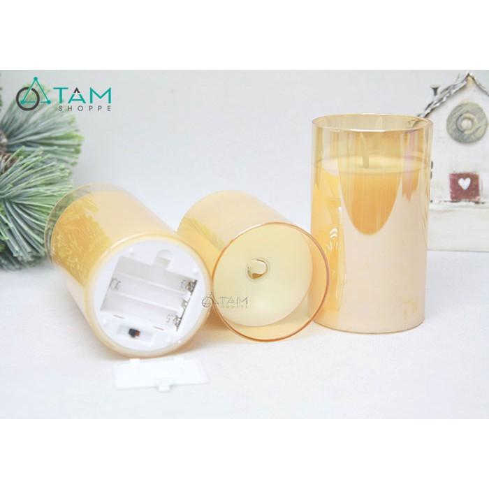 Ly nến trụ điện tử sáp thật ngọn lửa lắc nhiều cỡ NEN-DT-03