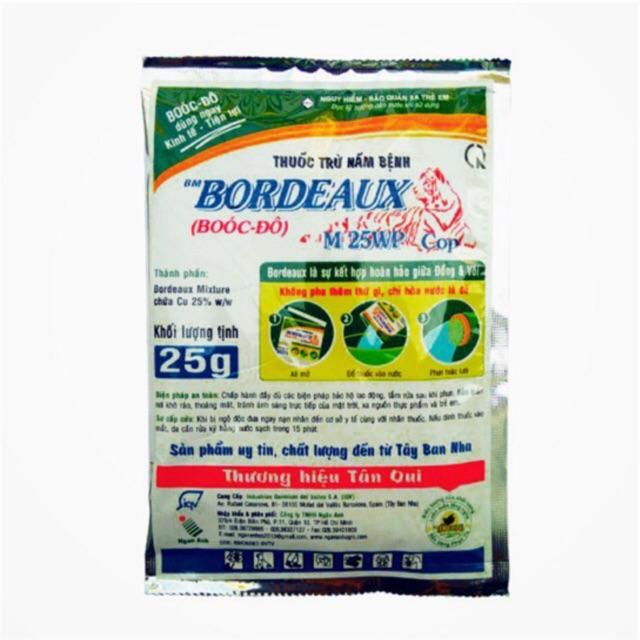 Diệt Trừ Nấm Bệnh - Đốm Cháy Lá - Diệt Khuẩn - Rong Rêu Bordeaux 25WP gói 25gr