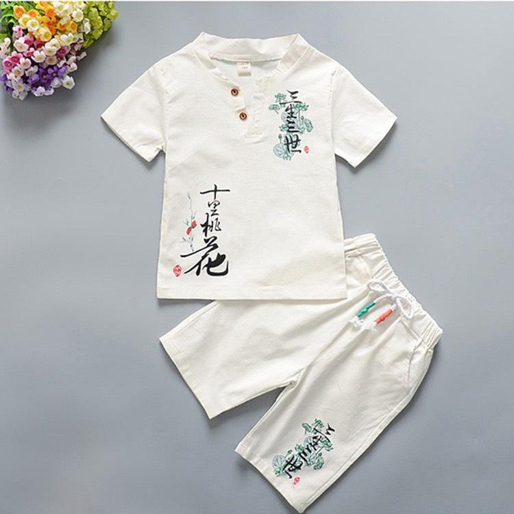 Bộ cộc cho bé trai BINBON KIDS, quần áo bé trai chất đũi cực mát in hình cây sen cho bé từ 6-27kg