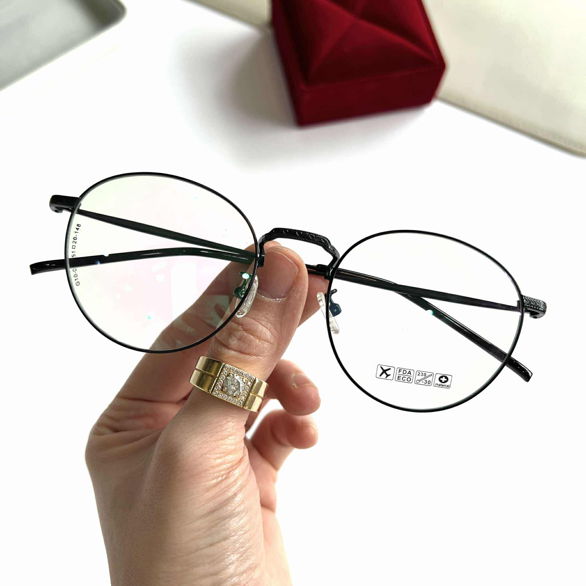 Kính đi đường chống nắng Mắt tròn gọng kim loại - Có thể thay mắt kính cận theo độ