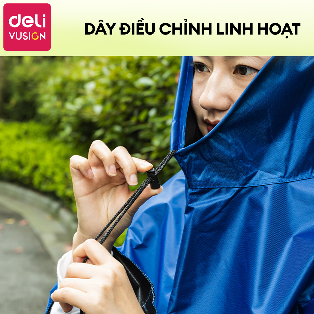 Áo Mưa Trong Suốt Đi Xe Máy DELI Có Kính Chắn Mưa 2 Lớp - Có Tai Gương, Chất Liệu Vải Siêu Bền