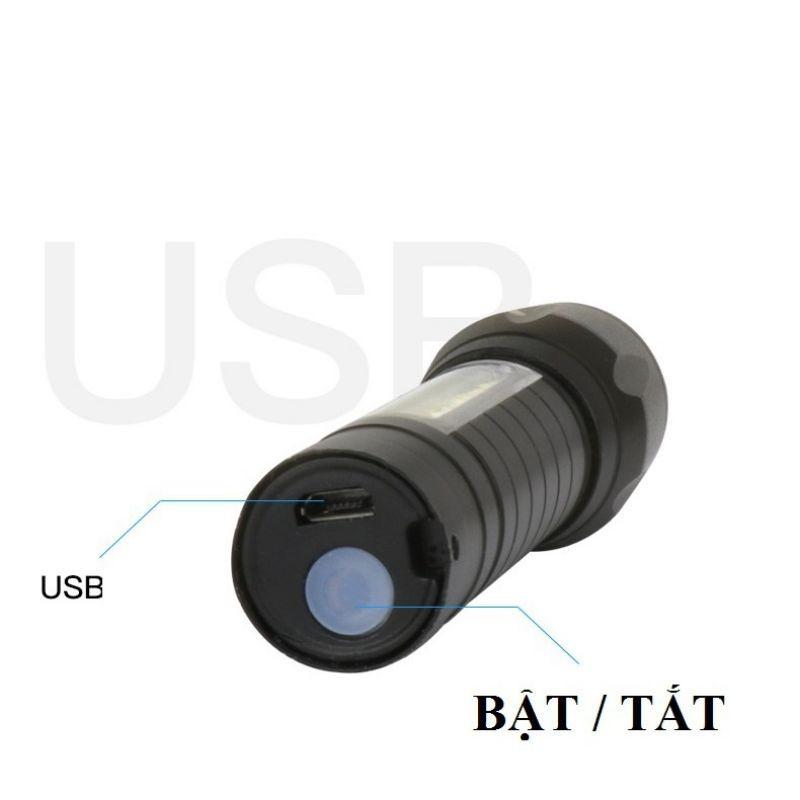 Đèn pin mini cầm tay kèm sạc usb và hộp