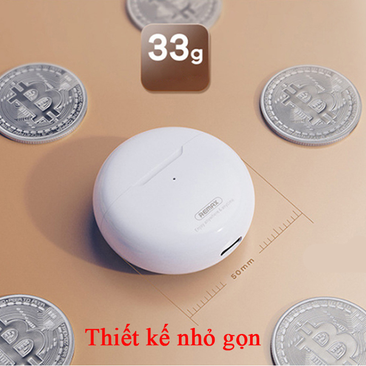 Tai nghe Bluetooth TWS Remax TWS-50i V5.1 Thiết kế nhỏ gọn, Thời trang (Trắng) HÀNG CHÍNH HÃNG