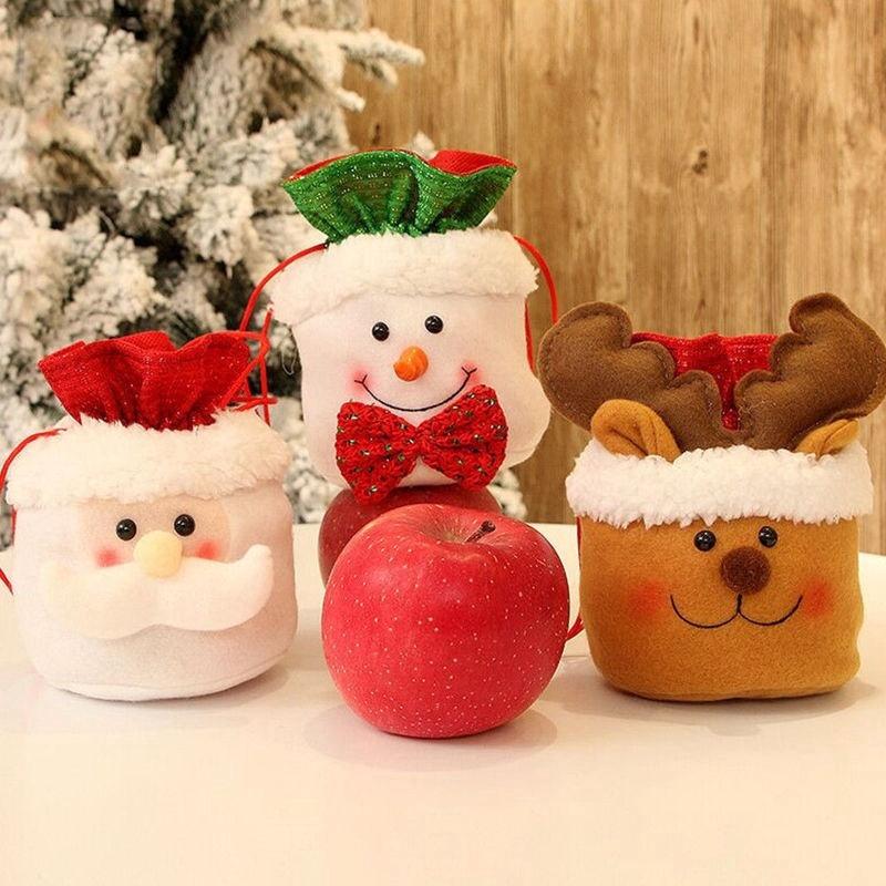 Túi vải đựng quà giáng sinh dành cho trẻ em hình ông già Noel tuần lộc