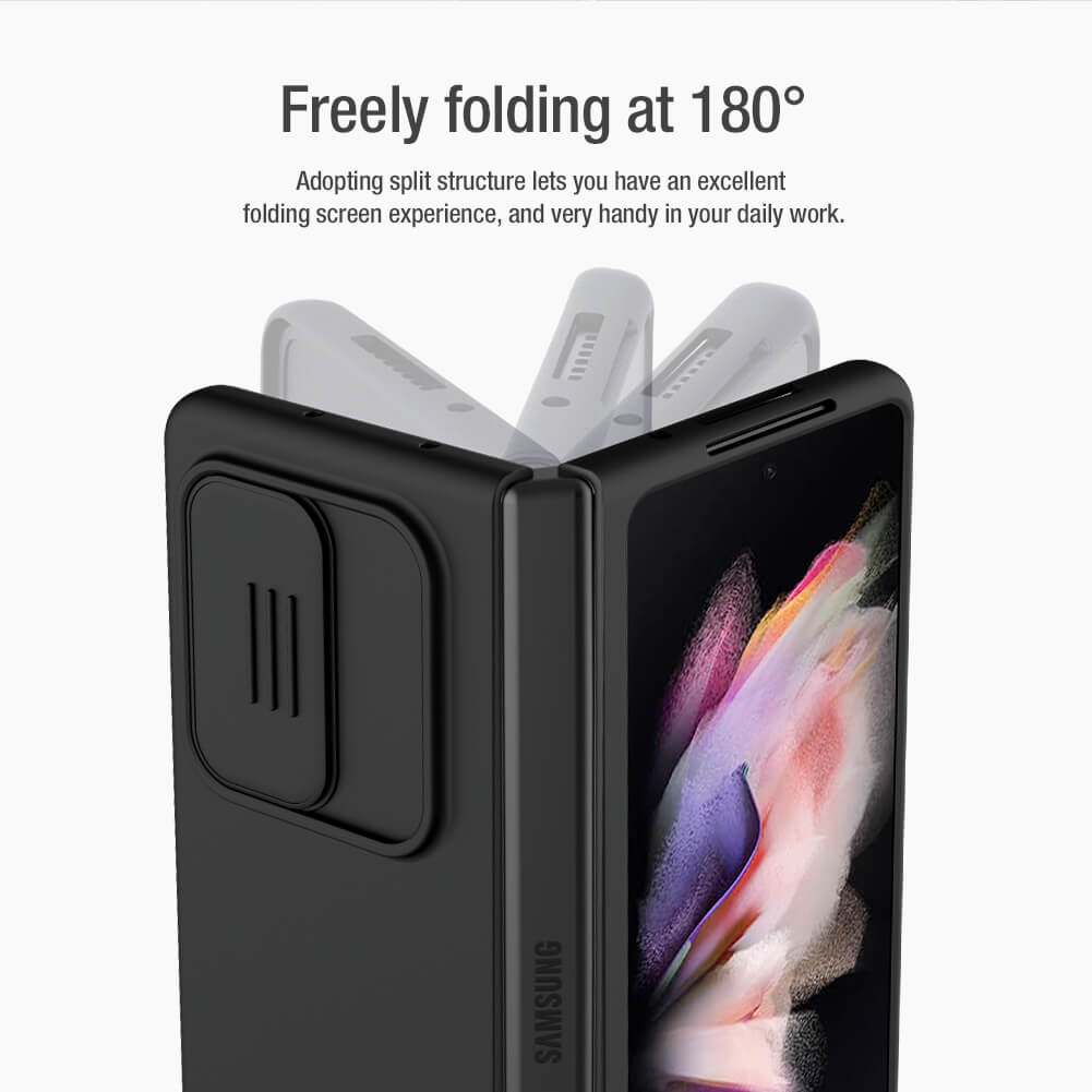 Ốp lưng chống sốc silicon cho Samsung Galaxy Z Fold 3 bảo vệ Camera hiệu Nillkin Camshield Silky Silicon Case - hàng nhập khẩu
