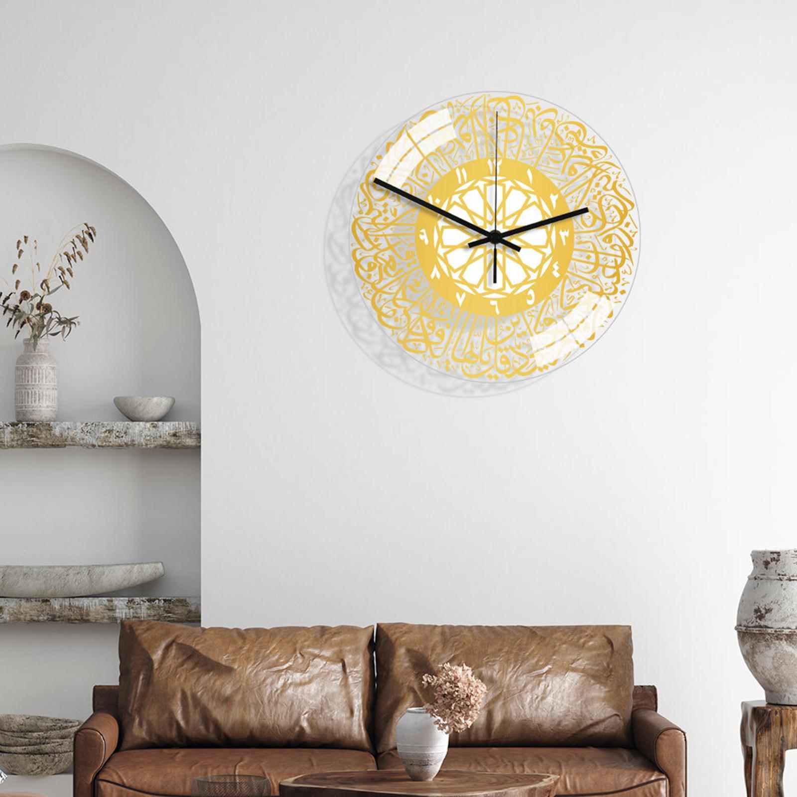 Acrylic Islamic Wall Clock Quartz Silent Muslim Clock for Living Room Home